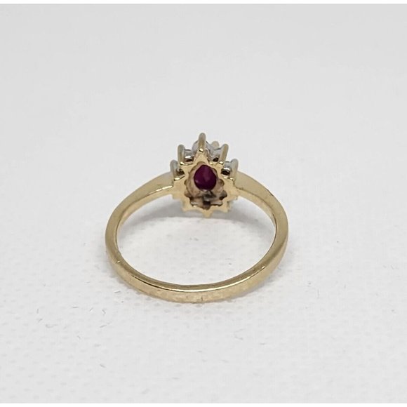 10K YELLOW GOLD RUBY & DIAMONDS RING  SIZE 4 - Picture 4 of 8